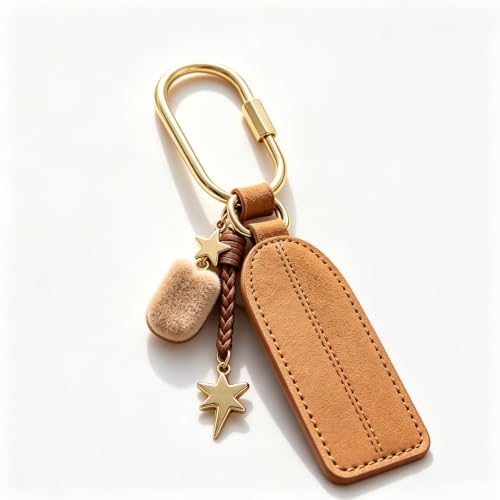 Brass Key Ring Set - Gold Carabiner Clip with Screw Lock, 4 Clips