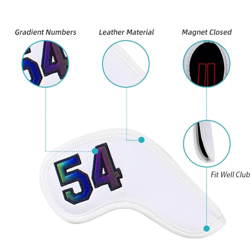 Magnetic Golf Wedge Club Head Cover - Waterproof PU Leather - White #54