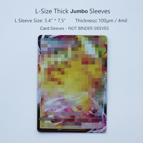 Rayvol Jumbo Card Sleeves Size L 5.4x7.4 Inch for Oversized Trading Cards (50 pcs)