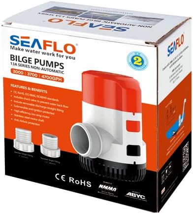 SEAFLO 13A Series 4700 GPH Non-Automatic 12V Bilge Pump - High Flow Rate & Durable Design