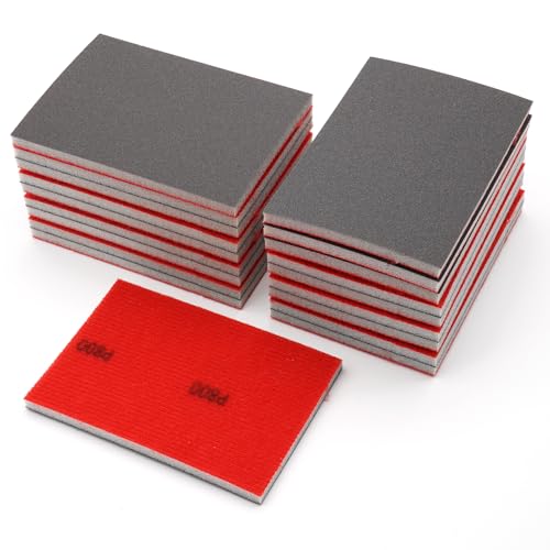 20 Pack 800 Grit Sanding Sponge, 3 x 4 Inch Soft Foam Sanding Block Wet Dry Sanding Pads, Washable Sandpaper Sponge Drywall Sand Block for Wood, Metal, Furniture Polishing (800 Grit)