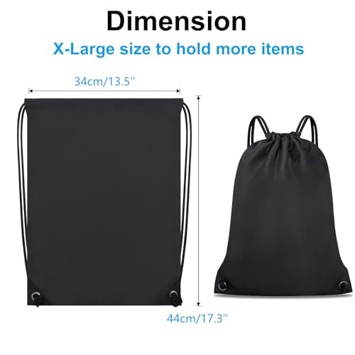 Large Drawstring Backpack - 2PCS Cinch Bag for Gym, Travel, Black