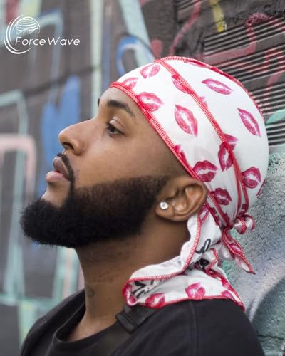 Silky Designer Durag with Kiss Pattern - 1pc