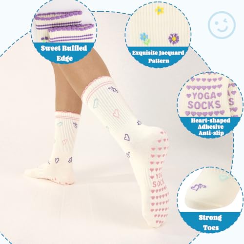 Ruffle Grip Socks for Women - Pastel Sweet Series (8 Pairs)