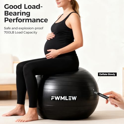 Extra Thick Anti-Burst Yoga Ball - 65cm Stability Ball for Fitness, Core Workout & Office Use