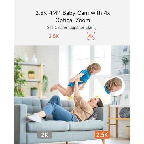 Security Camera Indoor with 32GB Card, 2.5K Baby/Dog/Pet Camera with 4X Zoom, Human/Pet/Crying Free AI Detection, 360 Pan-Tilt Motion Tracking, 4MP Night Vision, 2.4G Wi-Fi, Two-Way Audio