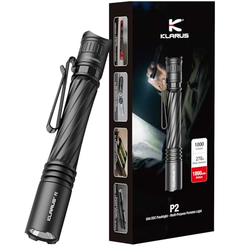 Klarus P2 Tactical Pen Flashlight - 1000 Lumens, Rechargeable & Waterproof, Pocket-Sized for Outdoor & Security Use