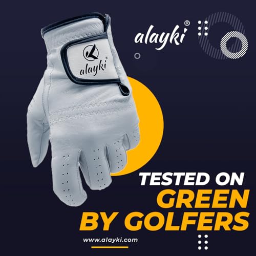 Premium Golf Glove - 100% Natural Sheep Leather - Left Hand Large
