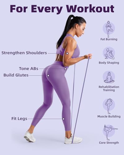 15-35LBS Resistance Bands Set - Exercise Bands with Door Anchor & Pouch - Light Purple