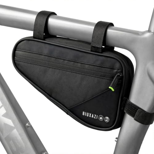Biuxazi Waterproof Bicycle Frame Bag for Mountain & Road Bikes - Crossbar & Top Tube Storage with Reflective Design
