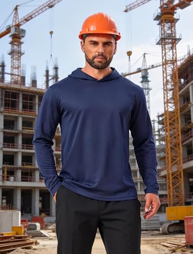 Men's UV Protection Long Sleeve Rash Guard SPF Lightweight Quick Dry for Outdoor Fishing & Hiking - Black, Wine, Dk. Gray, Lt. Gray, Navy, Olive - Large