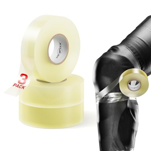 Rezztek 3-Pack Clear Hockey Sock & Shin Pad Tape 1" x 27 yd - Easy Tear, Strong Adhesive