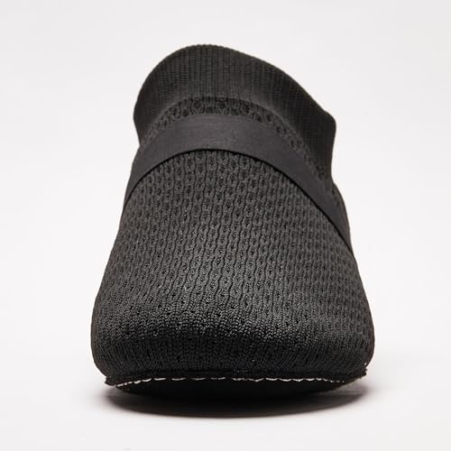 SANGEESON Slip-On Jazz Shoes for Men & Women Lightweight Breathable Dance Sneakers (Size 8-8.5 Women / 7-7.5 Men, Black)