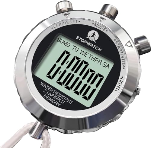 Digital Stopwatch Timer with 2 Lap Memory & Backlight - Metal