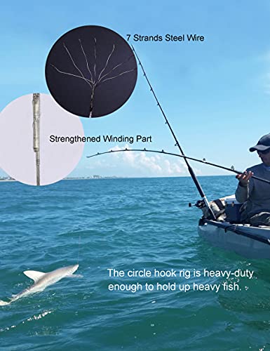 1/0 Circle Hooks Rigs - 25pcs Heavy Duty Saltwater Fishing Tackle