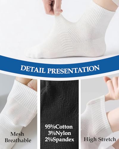 Men's Spring & Summer Socks 6 Pairs - Casual, Breathable, Deodorant - Black-White-Dark Grey-Dark Blue, MapleLeafSwallow