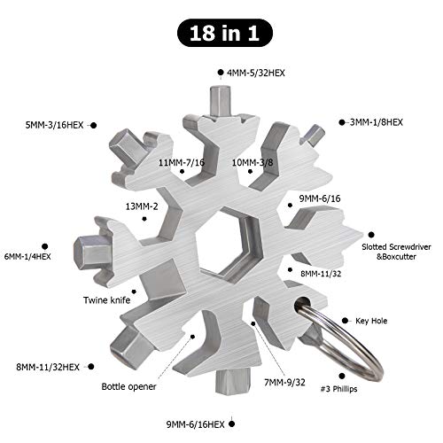 18-in-1 Snowflake Multitool - Portable Stainless Steel Pocket Tool - Black