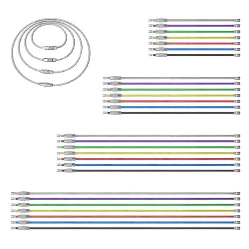 28PCS Stainless Steel Wire Keychain Rings - 7 Colors, 4 Sizes
