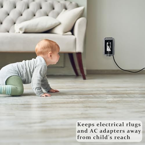 Baby Safety Dual Outlet Cover Box-Key Lock for Much Better Toddler Proofing,Easier Operation, Simple 4 Step Install with Included Screws,Provides Extra Space Inside for Plugs,Adapters(2Pack)