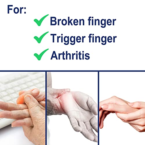 Trigger Finger Splints - 4 Pcs with 3 Velcro Straps - Dark Blue/Yellow/Green/Red