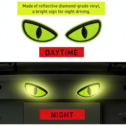 Reflective Demon Eye Stickers for Cars & Helmets - Green