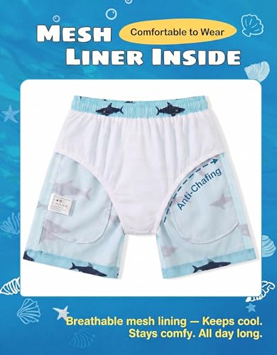 Boys Swim Trunks Quick Dry Bathing Suit - Shark Green, 8-9 Years
