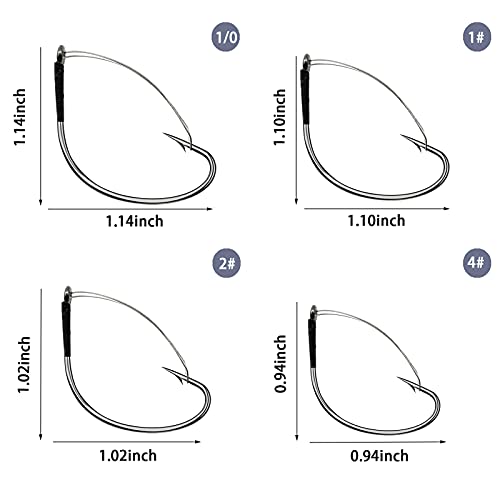 Weedless Wacky Worm Fishing Hooks - Wide Gap Stainless Steel - Size 2 (10pcs)