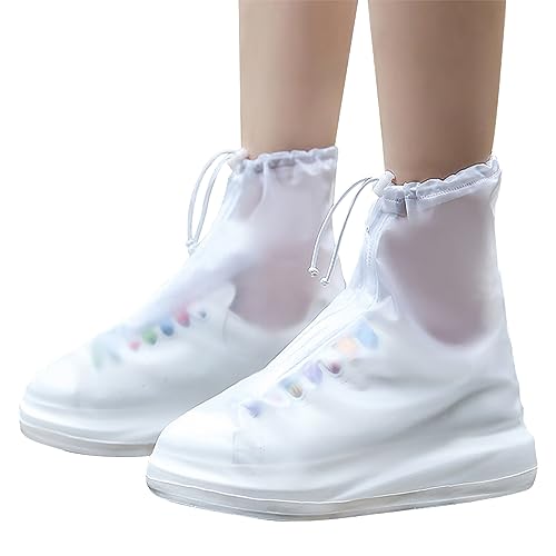 Waterproof Rain Shoe Covers for Men & Women - White X-Large