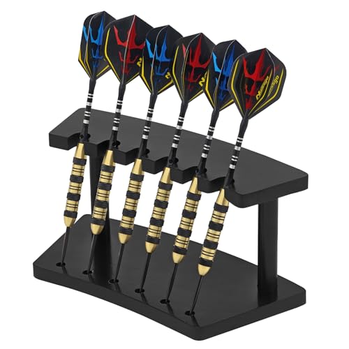 Wooden Dart Holder Stand for Desk or Shelf - Holds 6 Steel & Soft Tip Darts