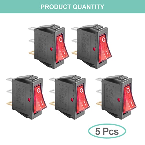 5Pcs AC 250V/15A Electrical Connectors - Not Pre-Wired, Red