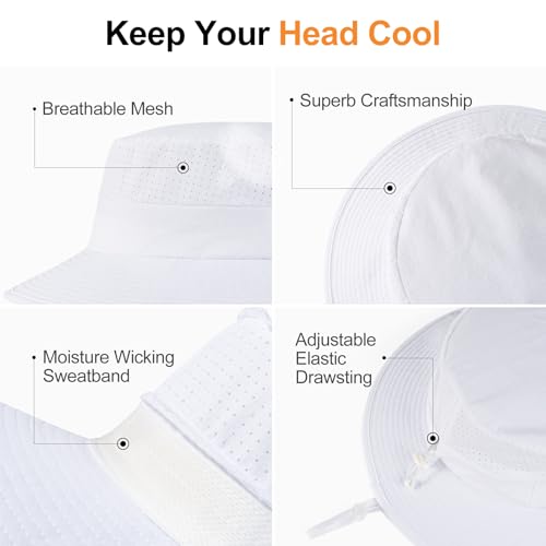 VOBOOM Unisex White Wide Brim UV Sun Hat - One Size