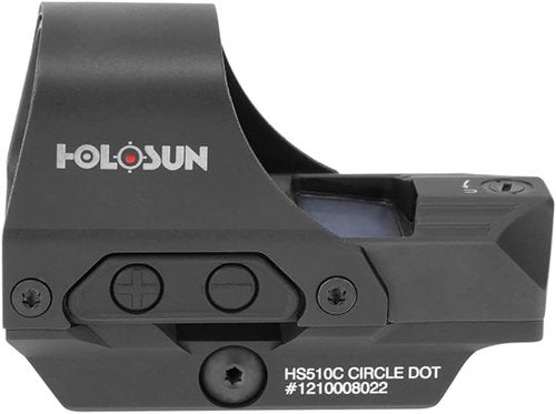 HOLOSUN 510C Open Reflex Sight - Multi-Reticle 2 MOA Dot & 65 MOA Circle - Solar FailSafe, 12 Settings, Red/Green