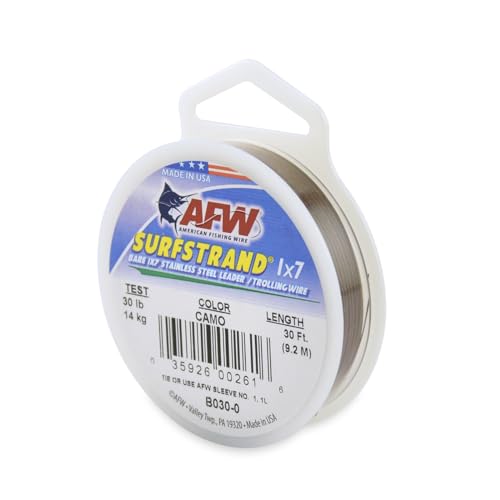 Fishing Leader Wire - 30lb Test, 30ft Camo Stainless Steel