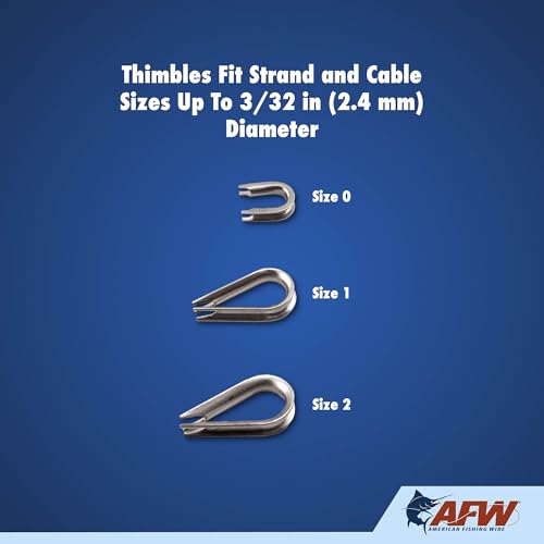 Stainless Steel Thimbles - Fishing Cable Protectors, 10 Pieces, Size 0