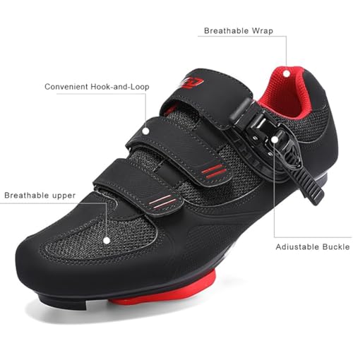 Indoor Cycling Shoes for Peloton - Men 10.5 / Women 12.5 - Black & Red