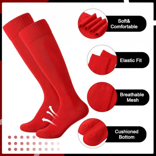 Kids Knee High Soccer & Baseball Socks - Medium Red
