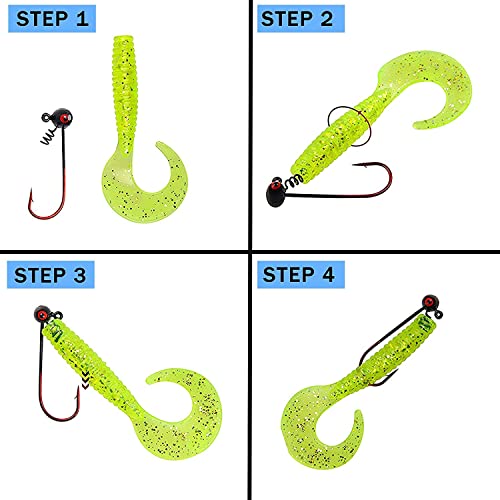 Shakey Head Fishing Jig Hooks with Screw Lock - 1/4 oz, 5 Pack