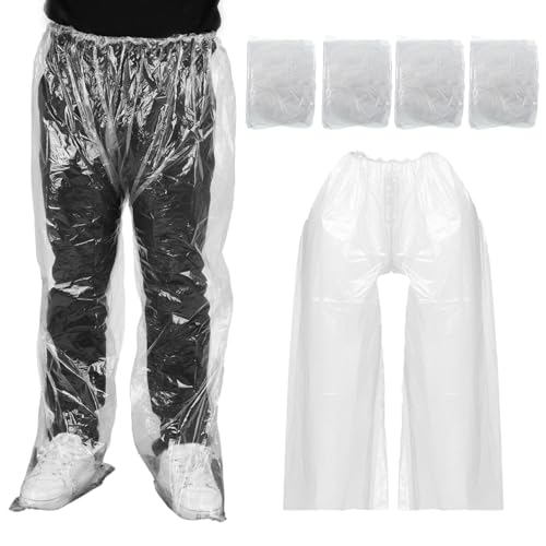 4 Pack Disposable Waterproof Rain Pants with Shoe Covers
