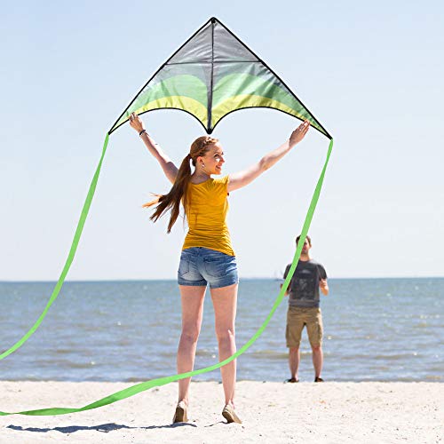Delta Kite for Kids 63"x30" - Easy to Fly Beach Kite with 300ft String