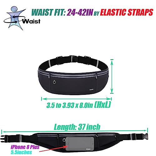 Slim Running Belt - Water Resistant Fanny Pack for iPhone - Black