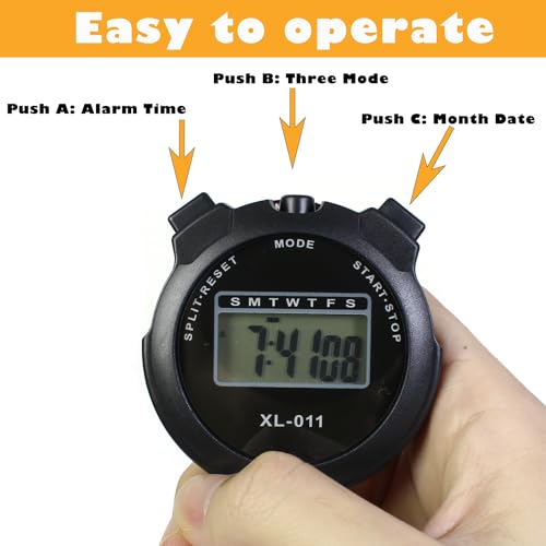 6-Pack Digital Sport Stopwatch Timer with Alarm & Date Display