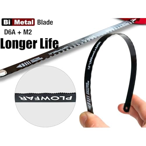 12¡± High-Tension Hacksaw Frame with 24 TPI Bi-metal Blade, Suitable for Metal, Wood, PVC, Carpentry