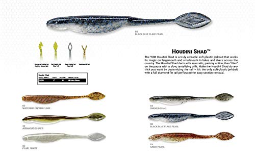 YUM Houdini Shad Soft Plastic Swim-Bait Fishing Lure - Smoke Shad, 5 Inch, 10 Pack