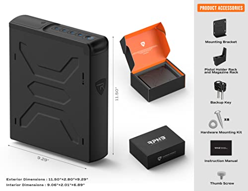 Biometric Bedside Gun Safe for Handgun - Quick Access Pistol Storage