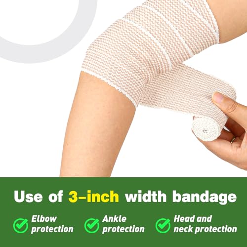 10 Pack 3 Inch Elastic Bandage Wrap - Latex-Free Compression Bandages