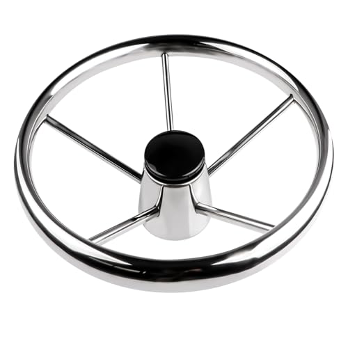 Hoffen 13.5" Silver Destroyer Marine Steering Wheel - Universal Fit, Stainless Steel