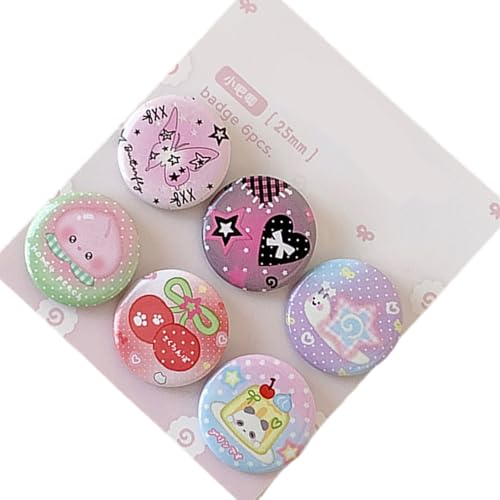 Cartoon Metal Badge Pins - 6 Pcs Decorative Lapel Pins - 8.5x7.5cm