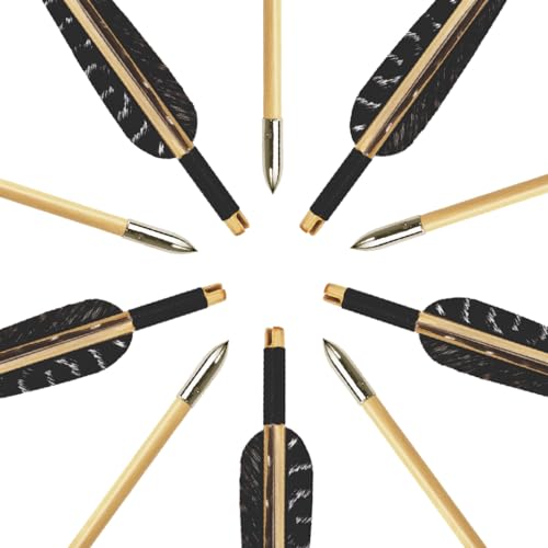 Luoyer Nature 12 Pcs Wooden Archery Arrows with Feathers 31 Inch Traditional Bow