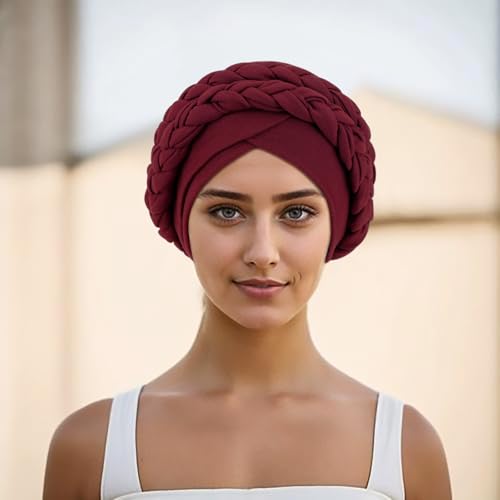 DRESHOW 3 Pack Twisted Turban Head Wraps for Black Women - Burgundy, Black, Navy Blue