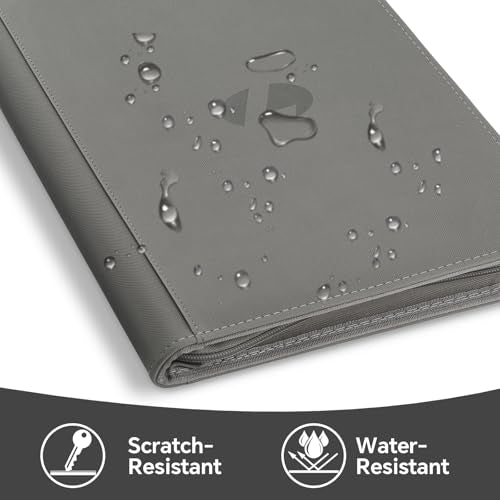 LUNNSHO Grey 9-Pocket Double-Sided Trading Card Binder, 540 Card Capacity, PU Album for MTG/TCG
